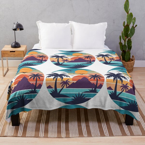 Item preview, Retro Tropical Sunset Landscape Design designed and sold by ArtfulWeave.