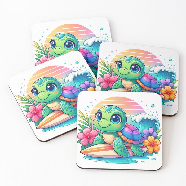 Item preview, Cute Surfing Turtle Tropical Illustration designed and sold by ArtfulWeave.