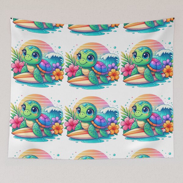 Item preview, Cute Surfing Turtle Tropical Illustration designed and sold by ArtfulWeave.