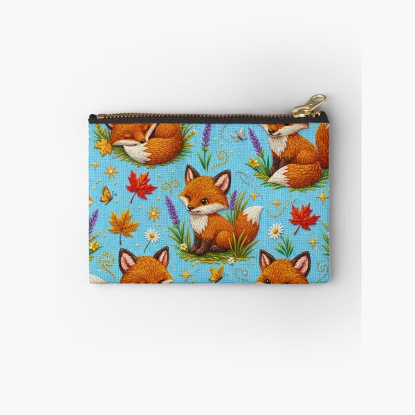 Item preview, Fox Autumn Pattern Cottagecore Animal Forest Leaves Lavender Blue designed and sold by JOSTH.
