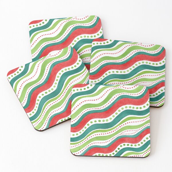 Item preview, Festive green and red curvy lines with dots designed and sold by Lyubava.
