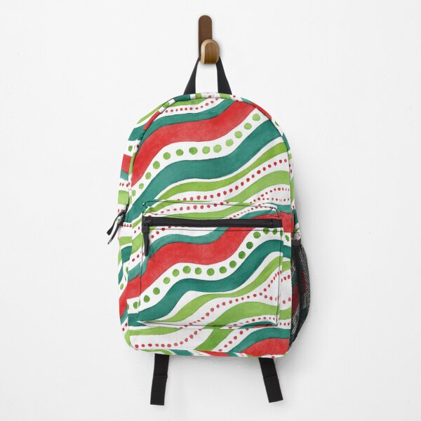 Item preview, Festive green and red curvy lines with dots designed and sold by Lyubava.