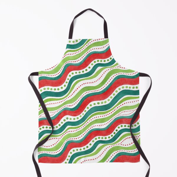 Item preview, Festive green and red curvy lines with dots designed and sold by Lyubava.