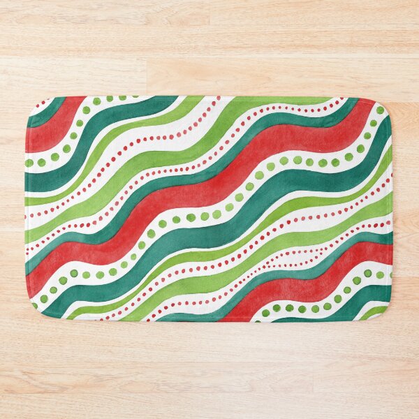 Item preview, Festive green and red curvy lines with dots designed and sold by Lyubava.