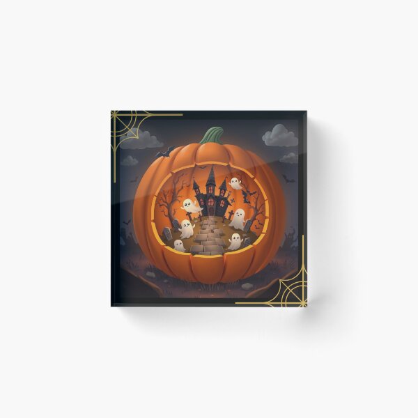 Item preview, Creepy Cute: Pumpkin Diorama with Adorable Ghosts and Haunted Graveyard designed and sold by Agnes-Creative.