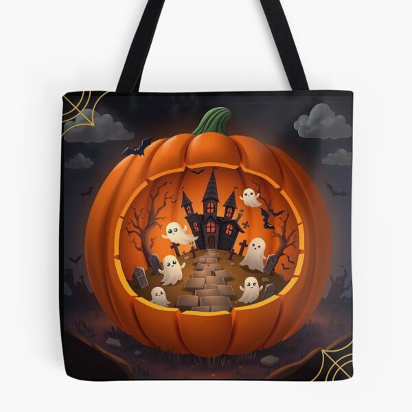 Item preview, Creepy Cute: Pumpkin Diorama with Adorable Ghosts and Haunted Graveyard designed and sold by Agnes-Creative.
