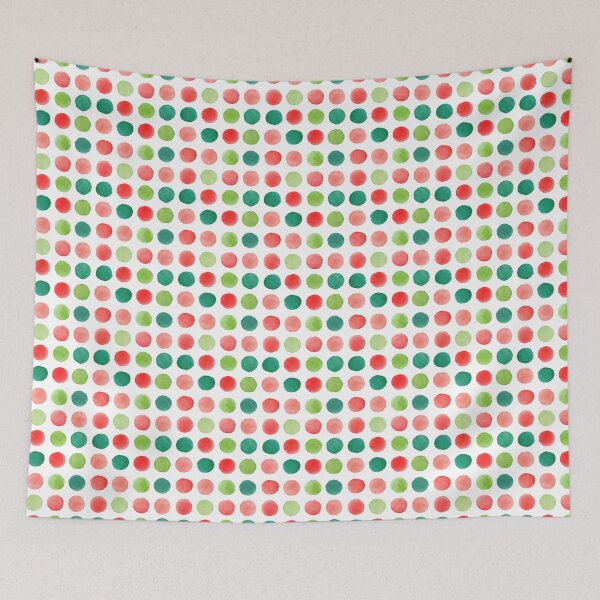Item preview, Festive pattern of green and red dots designed and sold by Lyubava.