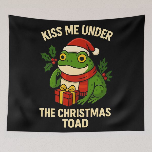 Item preview, Funny Christmas Toad Kiss Me Under Holiday Frog designed and sold by DrawHandArt.