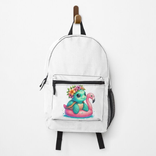 Item preview, Cute Baby Sea Turtle with Flamingo Float designed and sold by ArtfulWeave.