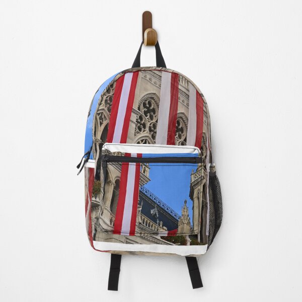 Item preview, Vienna's Town Hall with Austrian flags, Rathaus, Vienna. Austria. designed and sold by goceris.