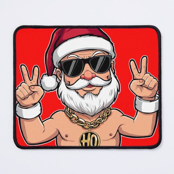 Item preview, llustration | Funny Cool Santa Claus with Sunglasses and Gold Chain on Red Background designed and sold by PixelVibe782.