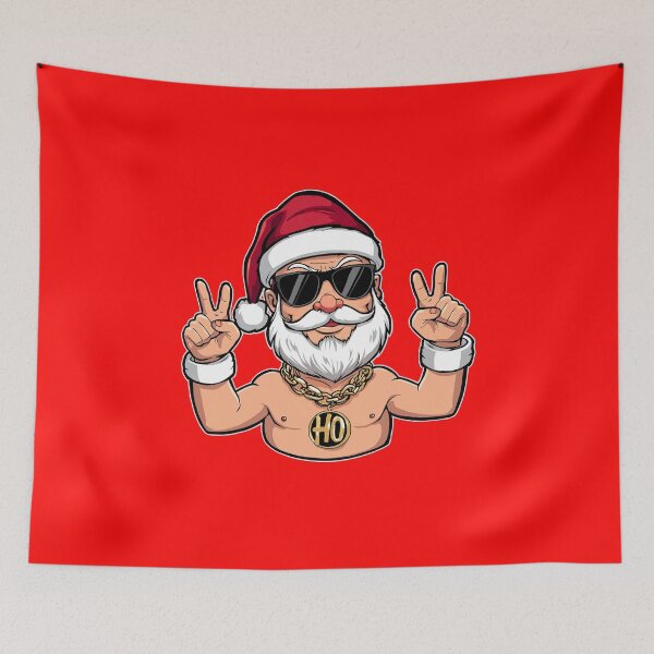 Item preview, llustration | Funny Cool Santa Claus with Sunglasses and Gold Chain on Red Background designed and sold by PixelVibe782.