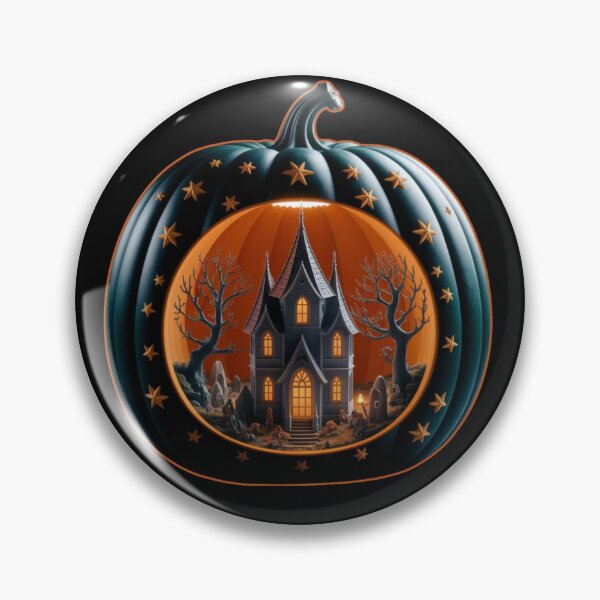 Item preview, Gothic Elegance: Haunted Castle and Graveyard in a Black Pumpkin Diorama designed and sold by Agnes-Creative.