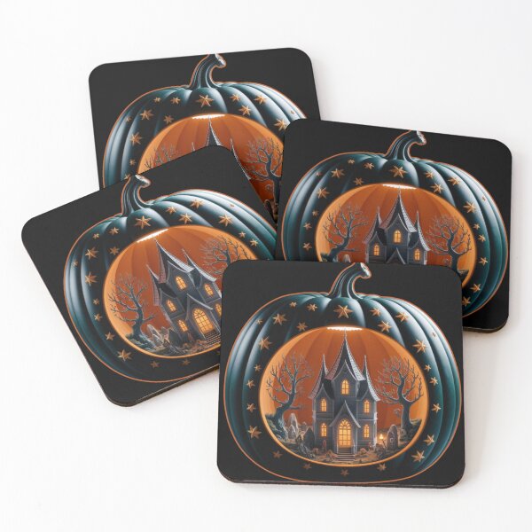 Item preview, Gothic Elegance: Haunted Castle and Graveyard in a Black Pumpkin Diorama designed and sold by Agnes-Creative.