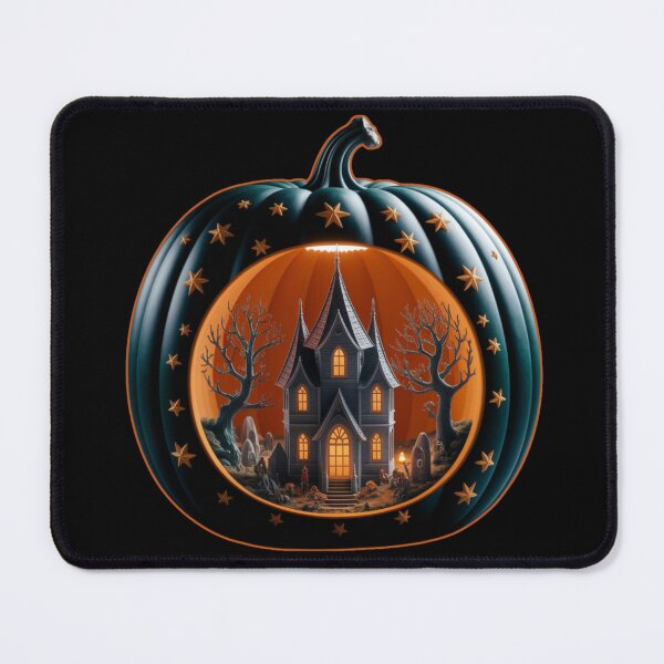 Item preview, Gothic Elegance: Haunted Castle and Graveyard in a Black Pumpkin Diorama designed and sold by Agnes-Creative.
