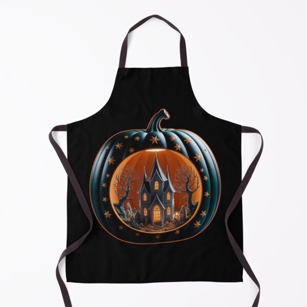 Item preview, Gothic Elegance: Haunted Castle and Graveyard in a Black Pumpkin Diorama designed and sold by Agnes-Creative.
