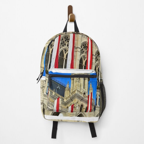 Item preview, Vienna's Town Hall with Austrian flags on the wall, Rathaus, Vienna. Austria. designed and sold by goceris.