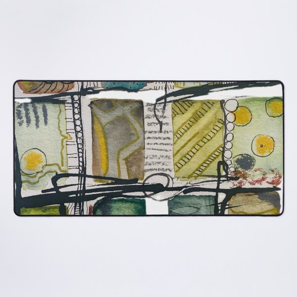 Item preview, Cool abstract rectangles in muted green gold designed and sold by Kandoart.