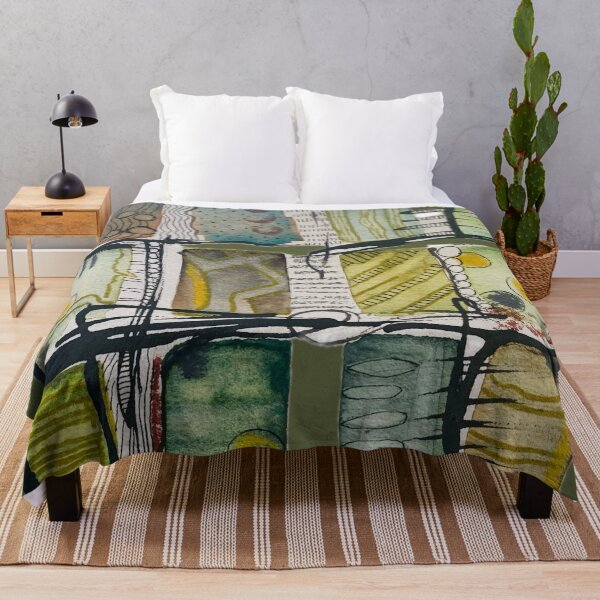 Item preview, Cool abstract rectangles in muted green gold designed and sold by Kandoart.
