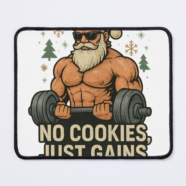 Item preview, No Cookies Just Gains – Funny Christmas Gym designed and sold by SavageTeamArt.