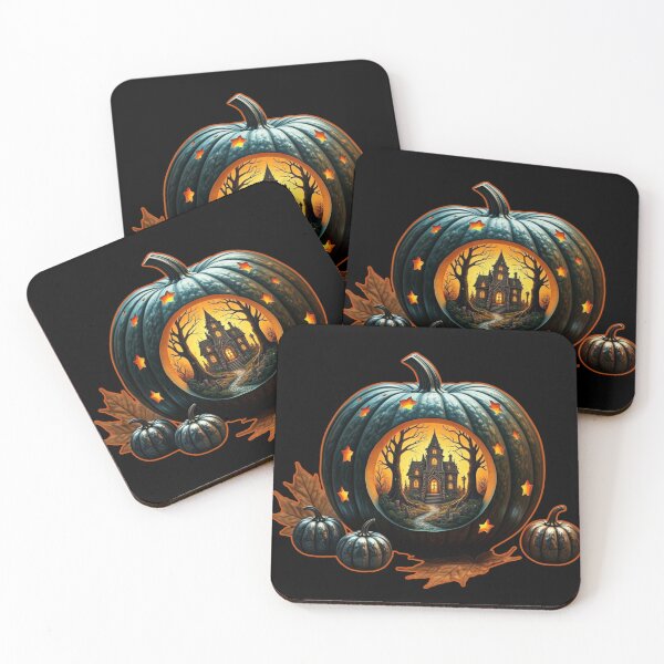 Item preview, Dark Autumn: Gothic Castle in a Black Pumpkin Diorama with Maple Leaves designed and sold by Agnes-Creative.