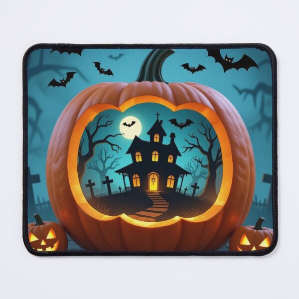 Item preview, Classic Horror: Haunted House in Graveyard inside a Glowing Pumpkin Diorama designed and sold by Agnes-Creative.