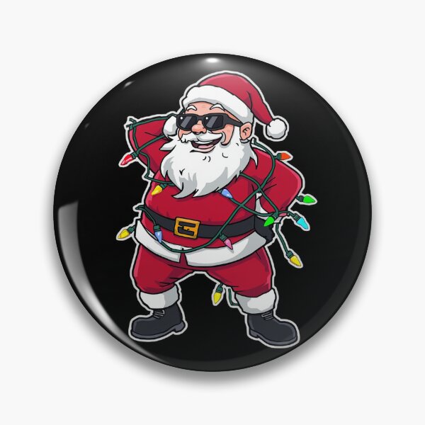 Item preview, Funny Dab Santa Illustration | Cool Santa Claus Tangled in Colorful Christmas Lights on Black Background designed and sold by PixelVibe782.