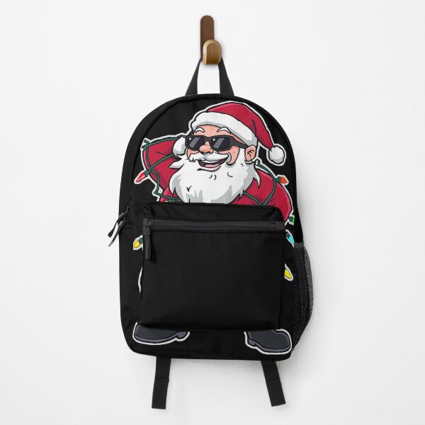 Item preview, Funny Dab Santa Illustration | Cool Santa Claus Tangled in Colorful Christmas Lights on Black Background designed and sold by PixelVibe782.