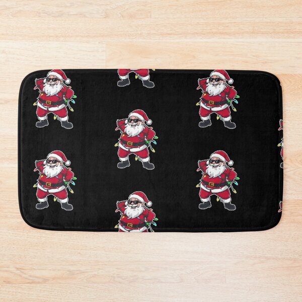 Item preview, Funny Dab Santa Illustration | Cool Santa Claus Tangled in Colorful Christmas Lights on Black Background designed and sold by PixelVibe782.