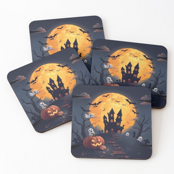 Item preview, Halloween Classic: Haunted Castle, Cute Ghosts, and a Giant Full Moon designed and sold by Agnes-Creative.