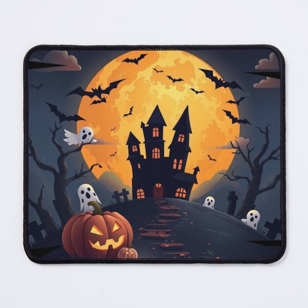 Item preview, Halloween Classic: Haunted Castle, Cute Ghosts, and a Giant Full Moon designed and sold by Agnes-Creative.