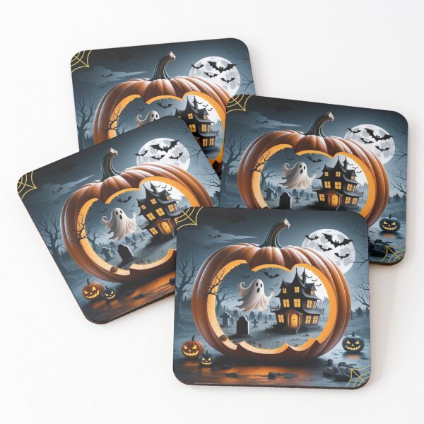 Item preview, Spooky Cute: Flying Ghost and Haunted House in a 3D Pumpkin Diorama designed and sold by Agnes-Creative.