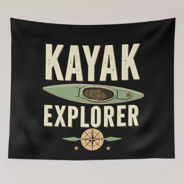 Item preview, Kayak Explorer Vintage Outdoor Adventure designed and sold by rustyroofco.