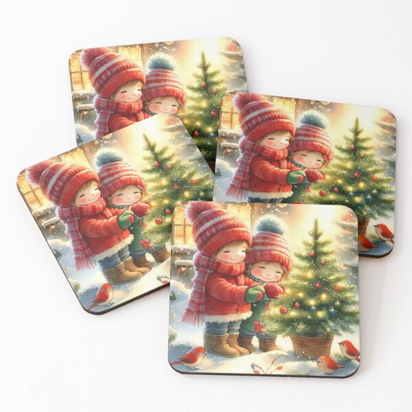 Item preview, Kids decorating pine tree - winter holidays designed and sold by Dali RB.