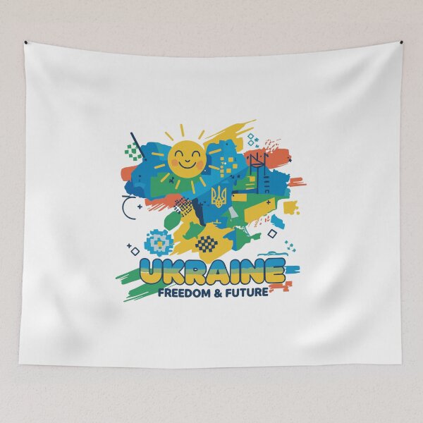 Item preview, Ukraine: Freedom & Future Stylized Map Illustration designed and sold by RGShirtWorks.