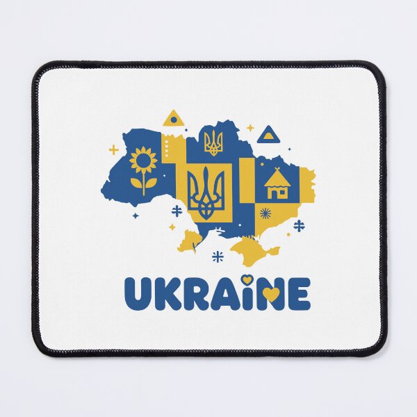 Item preview, Stylized Ukraine Map with National Symbols and Text designed and sold by RGShirtWorks.