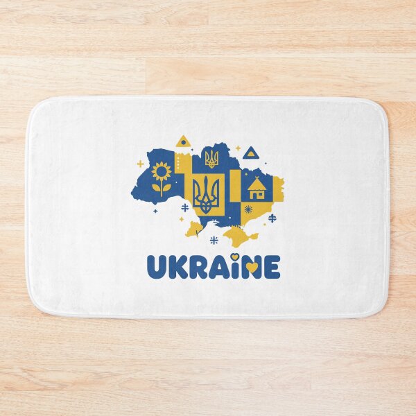 Item preview, Stylized Ukraine Map with National Symbols and Text designed and sold by ML-Media.
