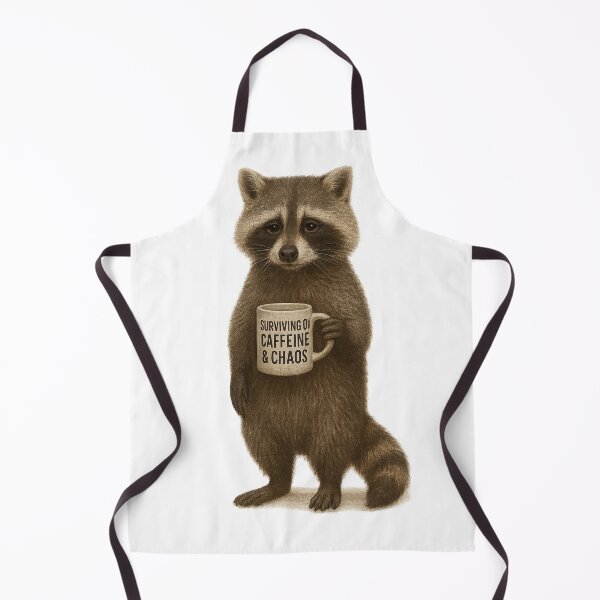 Item preview, Raccoon "Surviving on Caffeine and Chaos" designed and sold by thehaywirehoney.