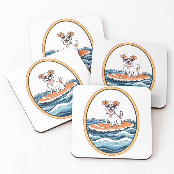 Item preview, Surf Dog – Funny Cartoon Dog Riding Waves designed and sold by @AIrtfulVisions.