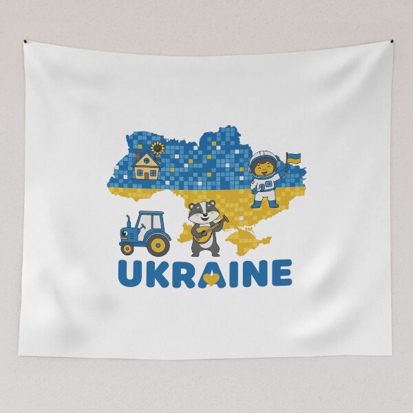 Item preview, Stylized Ukraine Map with Cultural Icons and Characters designed and sold by RGShirtWorks.