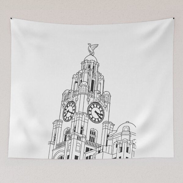 Item preview, Liverpool Liver Bird Clock Tower Line Art – Heritage Design designed and sold by Kray80.