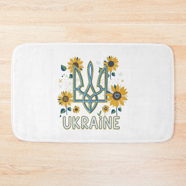 Item preview, Ukrainian Tryzub Emblem with Sunflowers and 'Ukraine' Text designed and sold by RGShirtWorks.