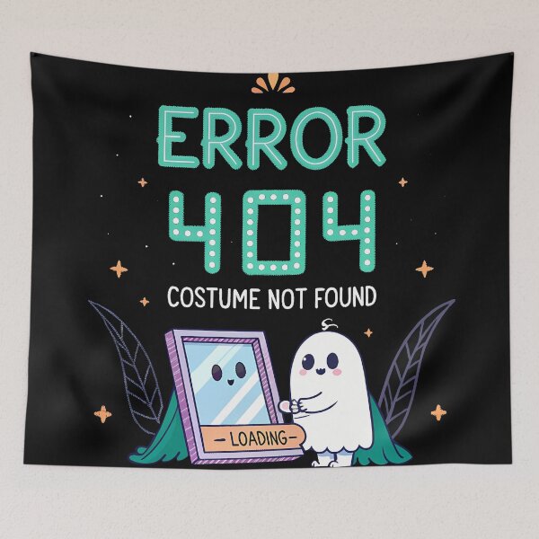 Item preview, Funny Halloween Ghost Vector – Error 404 Costume Not Found Retro Glitch Design designed and sold by Fashvora.