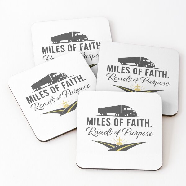 Item preview, Miles of Faith Roads of Purpose – Christian Trucker Quote Design designed and sold by SoulThread Studio.