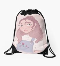Pastel Flower Garden Girl Drawstring Bag