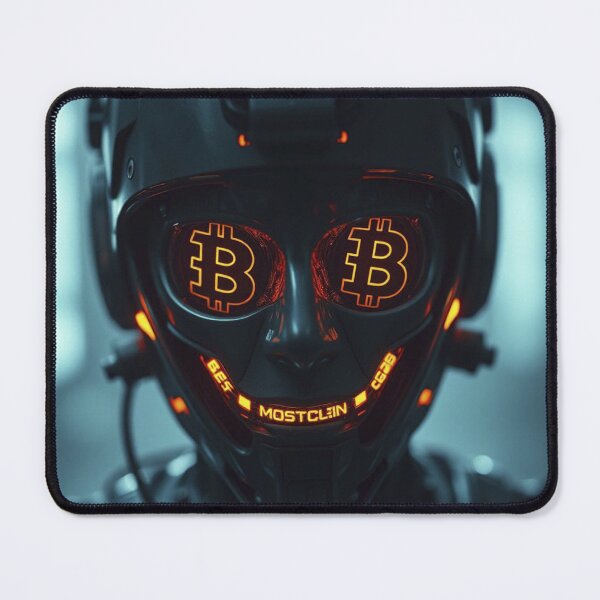 Item preview, Cyberpunk Bitcoin Mask – Futuristic Crypto Warrior Digital Art designed and sold by Benito Del Ray.