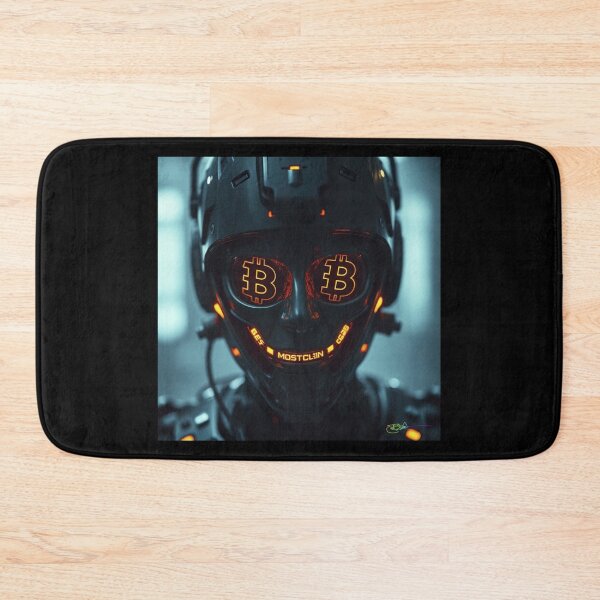 Item preview, Cyberpunk Bitcoin Mask – Futuristic Crypto Warrior Digital Art designed and sold by Benito Del Ray.