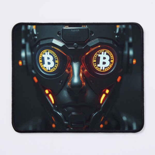 Item preview, Bitcoin Cyborg Vision – AI Crypto Resistance Cyberpunk Art designed and sold by Benito Del Ray.