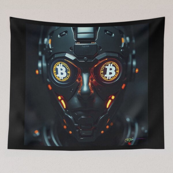 Item preview, Bitcoin Cyborg Vision – AI Crypto Resistance Cyberpunk Art designed and sold by Benito Del Ray.
