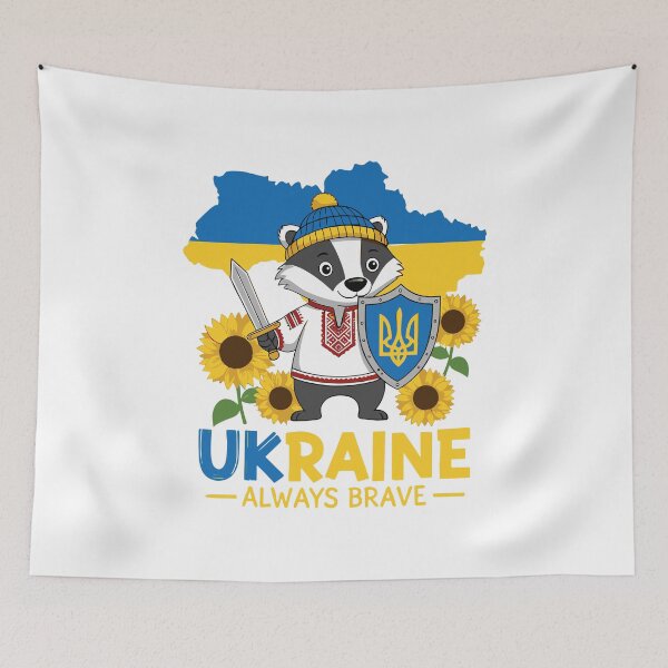 Item preview, Ukraine Always Brave: Patriotic Badger Illustration designed and sold by RGShirtWorks.